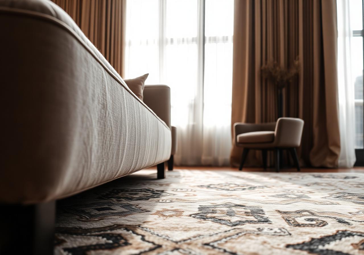 Designer rug and upholstery detail
